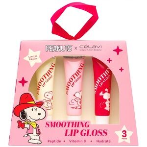 Peanuts x CélaVi Smoothing Lip Gloss Set - Pink, Cream, Red